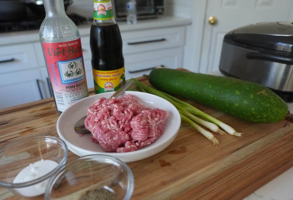 Ingredients for Cambodian Winter Melon Soup