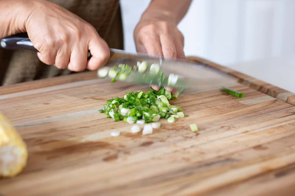 Chopping green onion