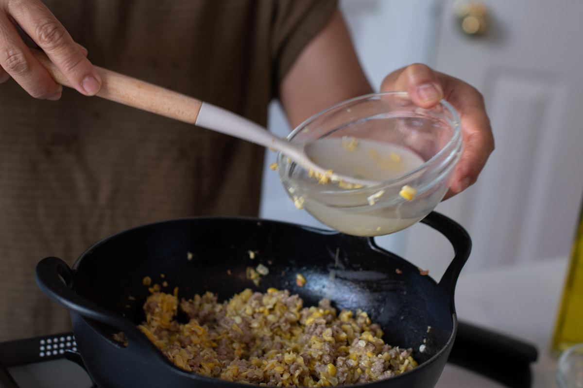 Add some water to work for stew.