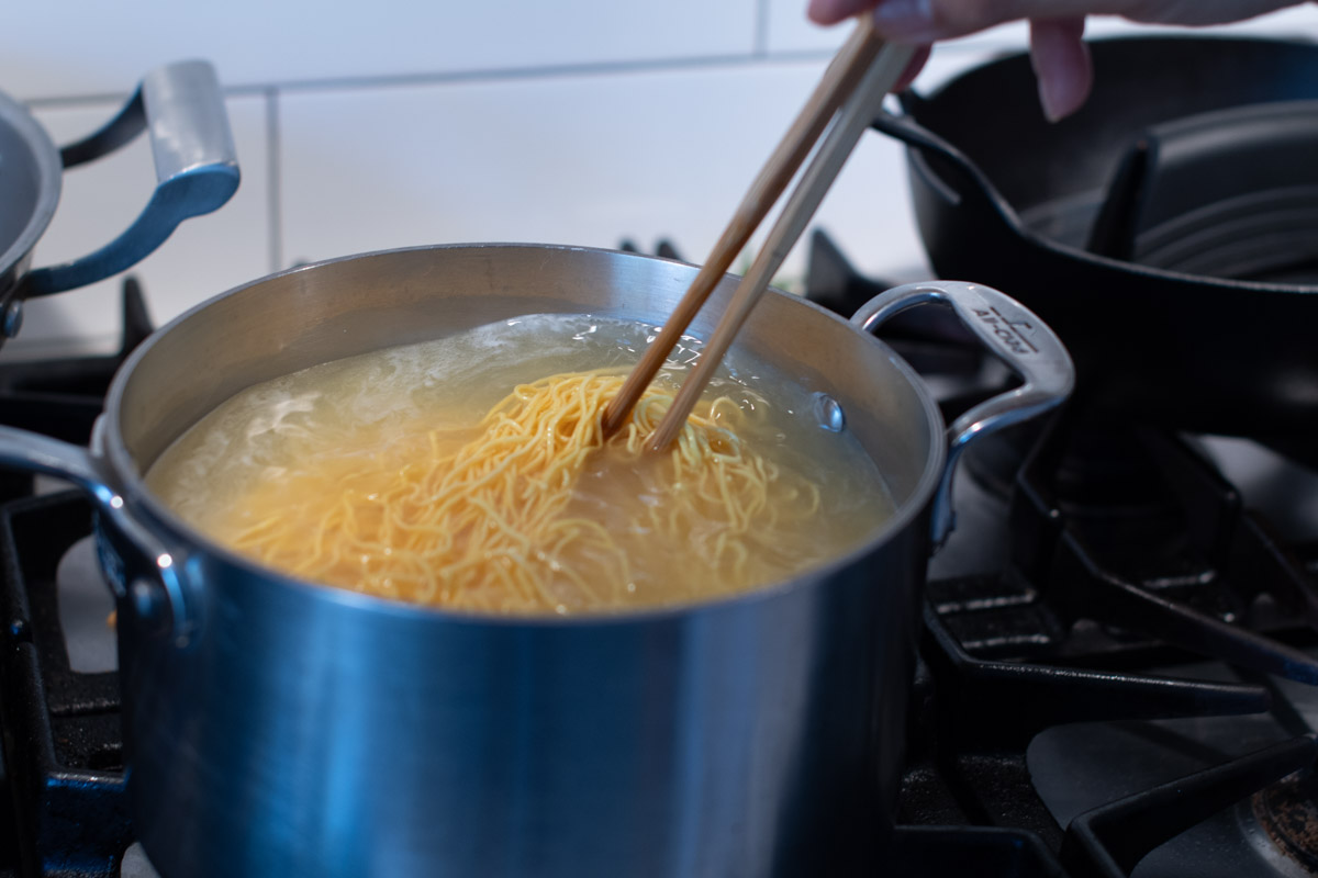 Boiling Chow Mein Noodles
